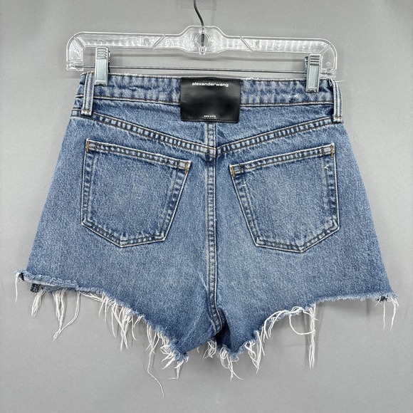 Alexander Wang Shorts Womens 25 High Rise Bite Denim Cutoff Raw Hem Made USA - Picture 5 of 16